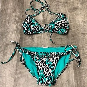 Teal Leopard Print Bikini